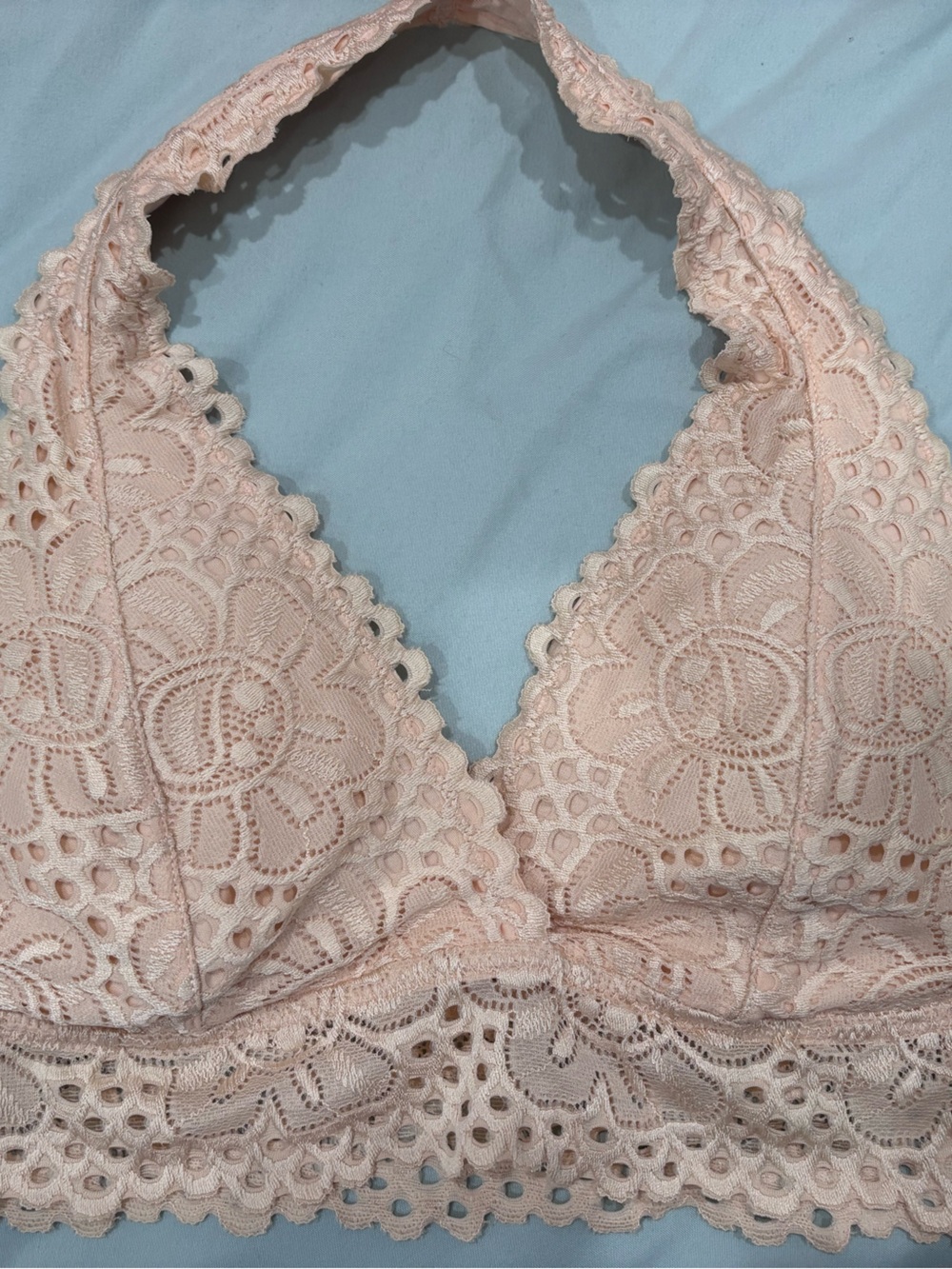 Aeropostale Lace Halter Bralette in Pale Blush